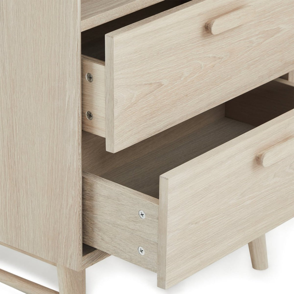 Porto Bücherregal mit Schubladen - 60 cm breit - Eiche Weiß geöltes - FURNHOUSE