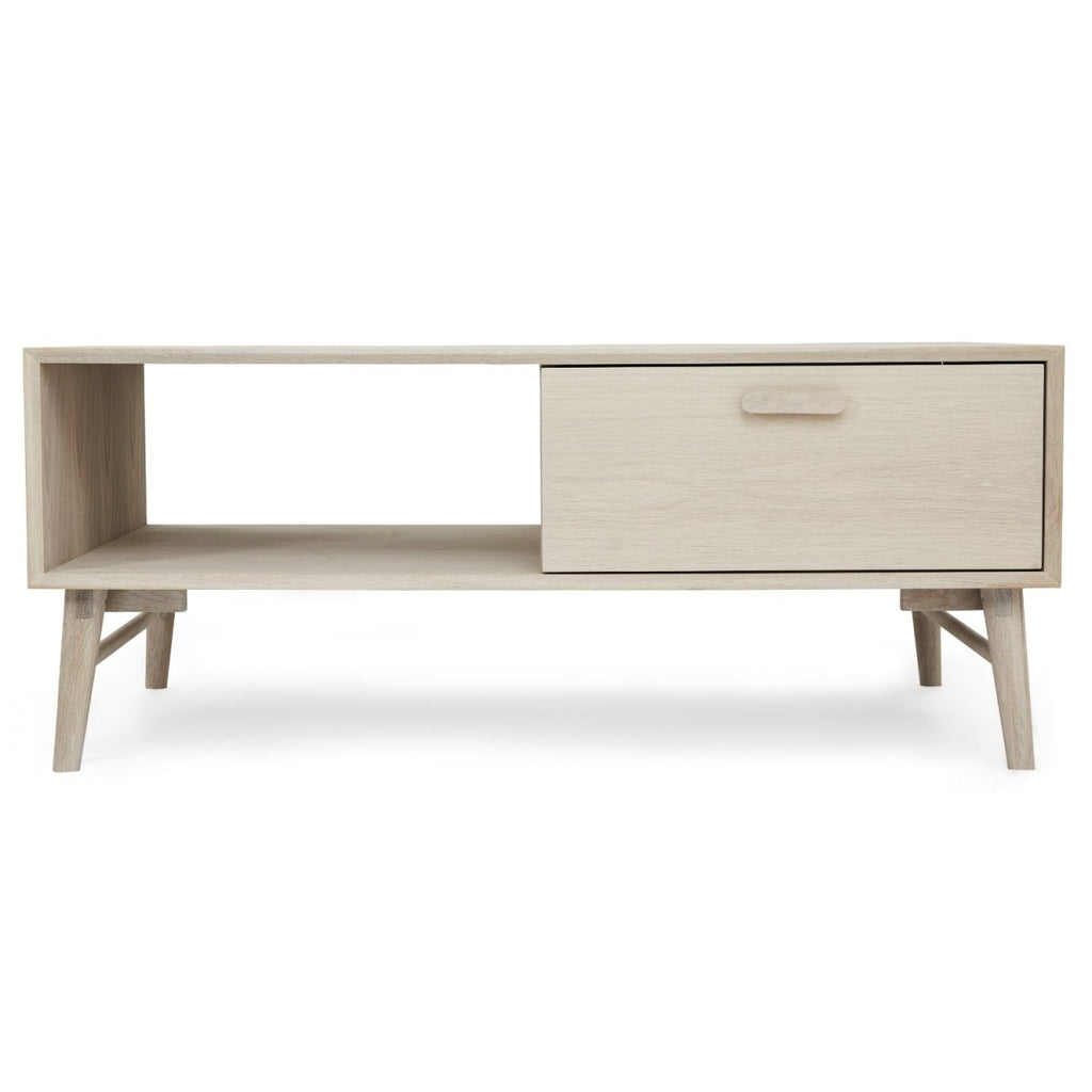 Couchtisch mit Stauraum Rechteckig 120x75 cm - Eiche Weiß geöltes - FURNHOUSE