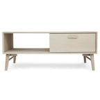 Couchtisch mit Stauraum Rechteckig 120x75 cm - Eiche Weiß geöltes - FURNHOUSE