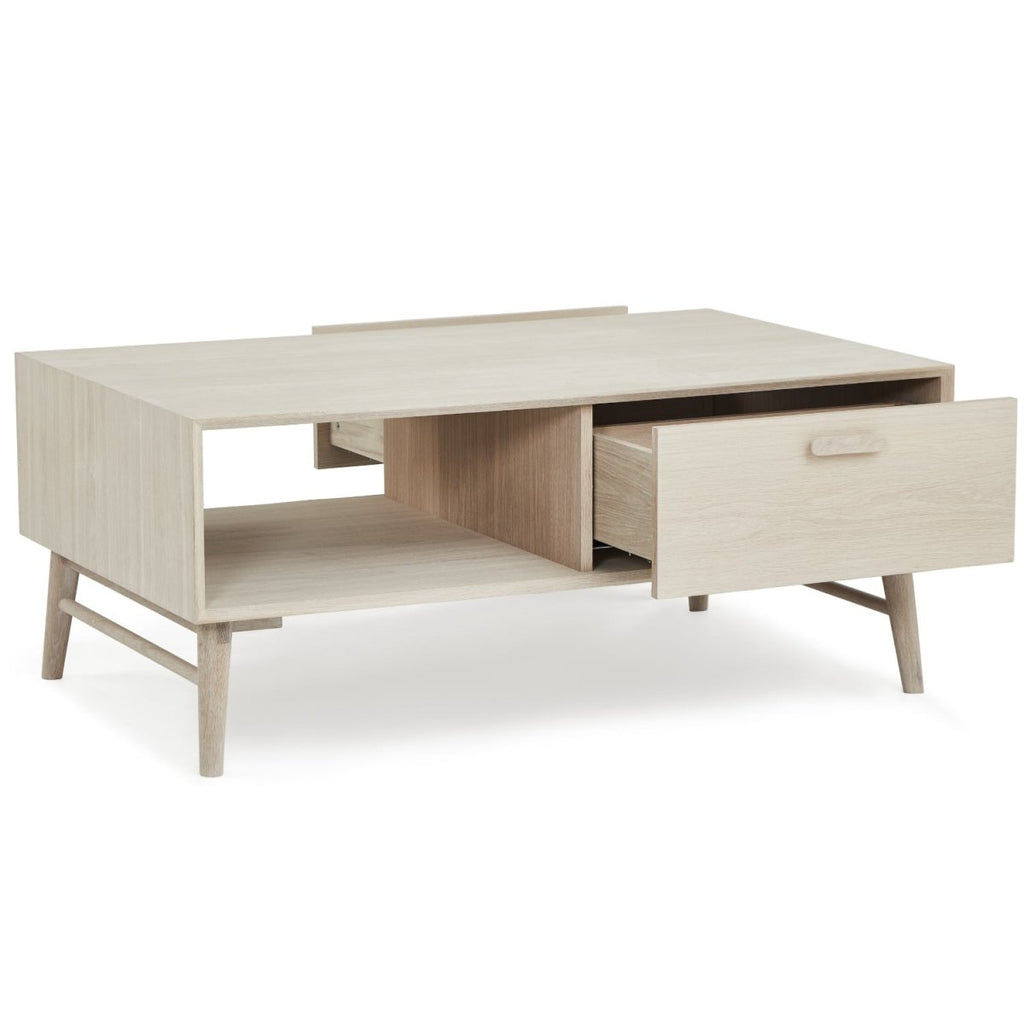 Couchtisch mit Stauraum Rechteckig 120x75 cm - Eiche Weiß geöltes - FURNHOUSE