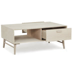 Couchtisch mit Stauraum Rechteckig 120x75 cm - Eiche Weiß geöltes - FURNHOUSE