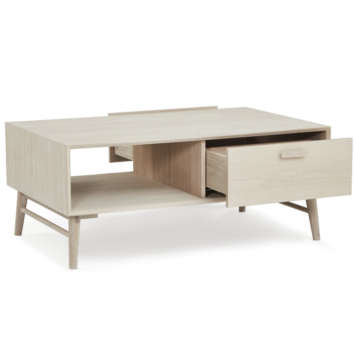 Porto Couchtisch mit Stauraum Rechteckig 120x75 cm - Eiche Weiß geöltes - FURNHOUSE