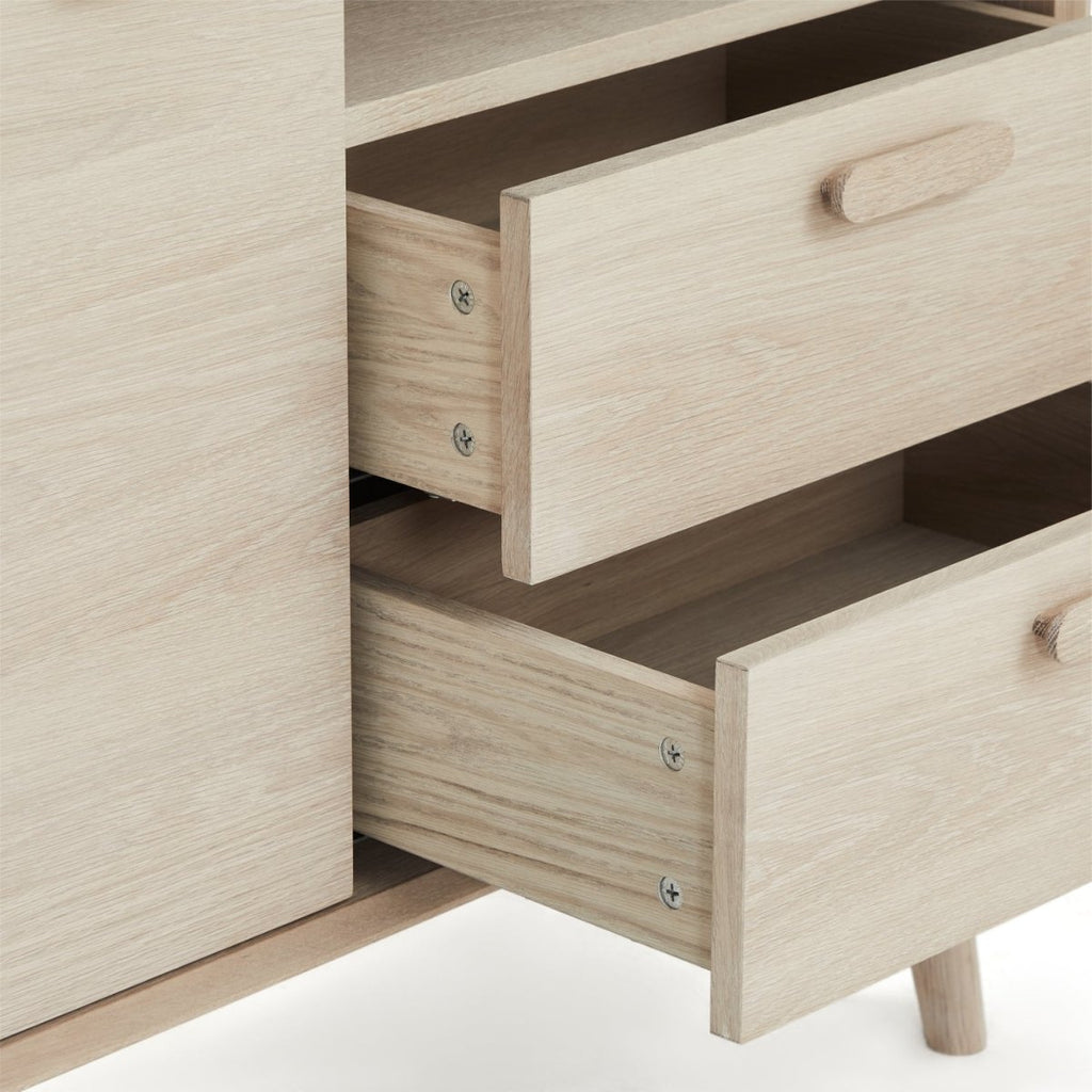 Porto Highboard mit 2 Türen - 100 cm breit - Eiche Weiß geöltes - FURNHOUSE