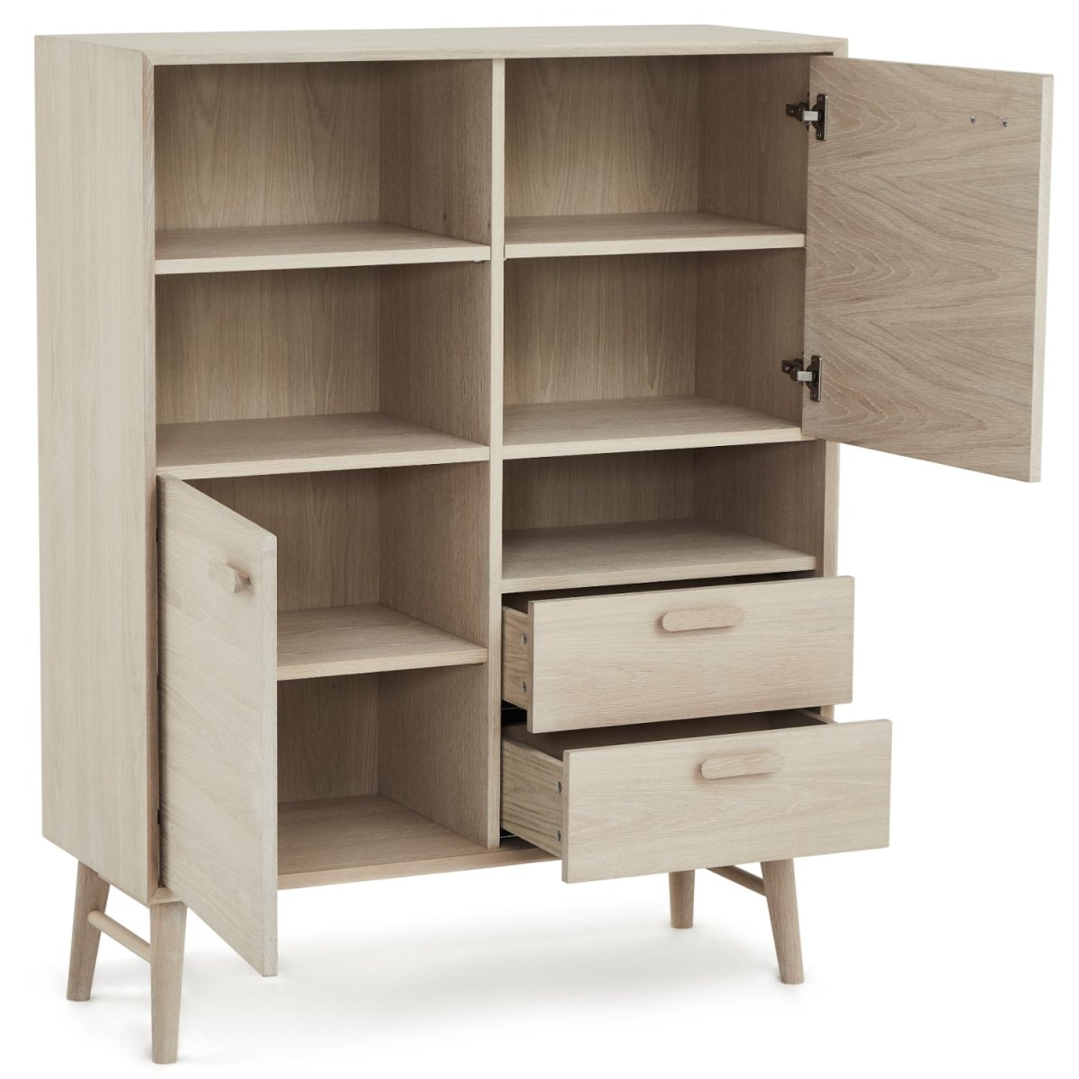 Porto Highboard mit 2 Türen - 100 cm breit - Eiche Weiß geöltes - FURNHOUSE