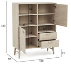 Porto Highboard mit 2 Türen - 100 cm breit - Eiche Weiß geöltes - FURNHOUSE