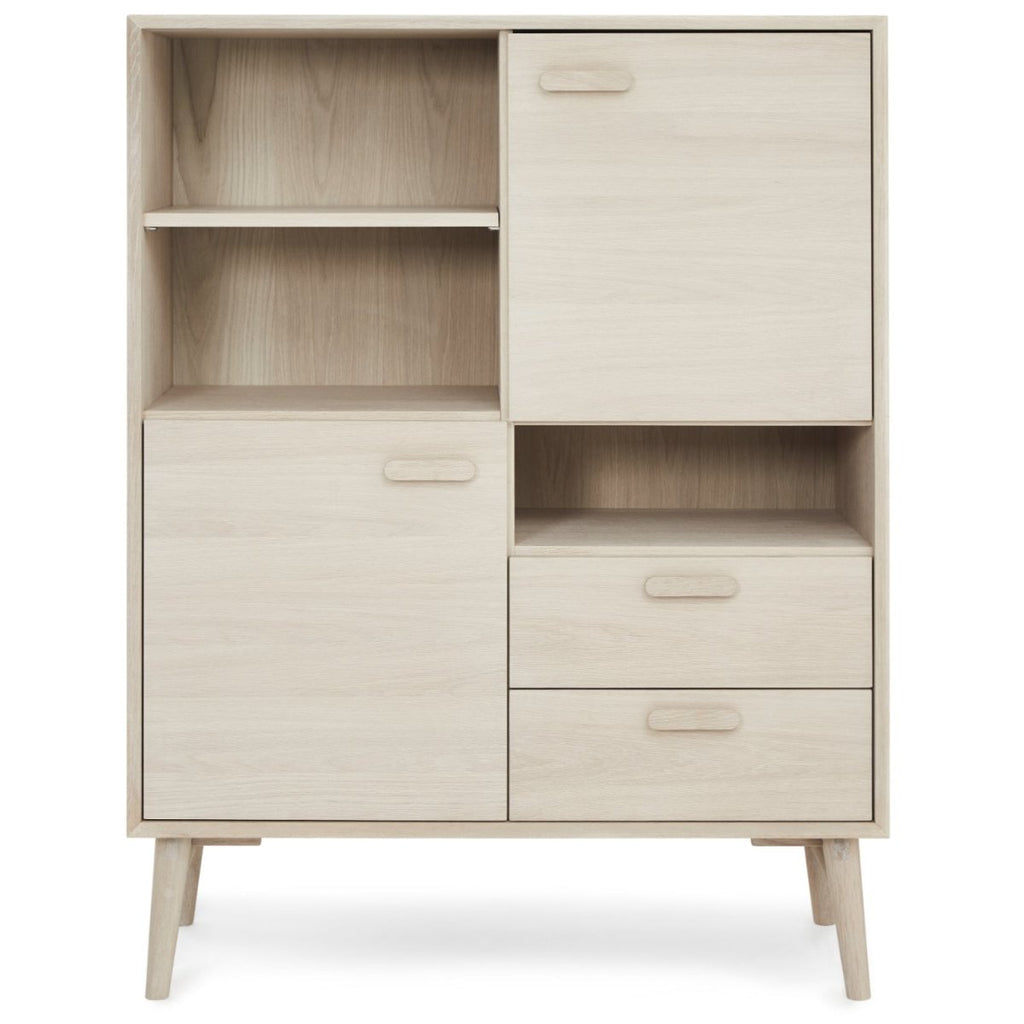 Porto Highboard mit 2 Türen - 100 cm breit - Eiche Weiß geöltes - FURNHOUSE