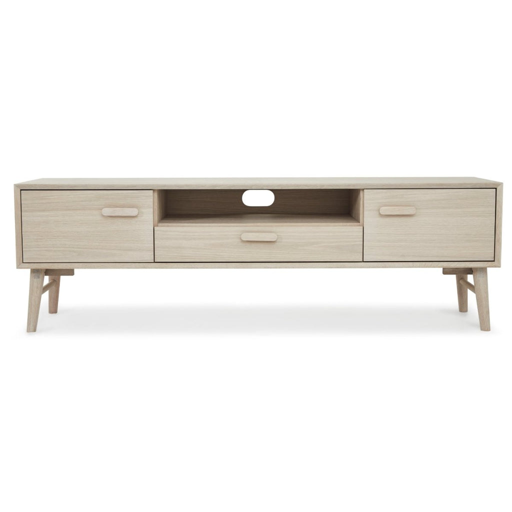 Porto TV-Tisch mit 2 Türen - 160 cm breit - Eiche Weiß geöltes - FURNHOUSE