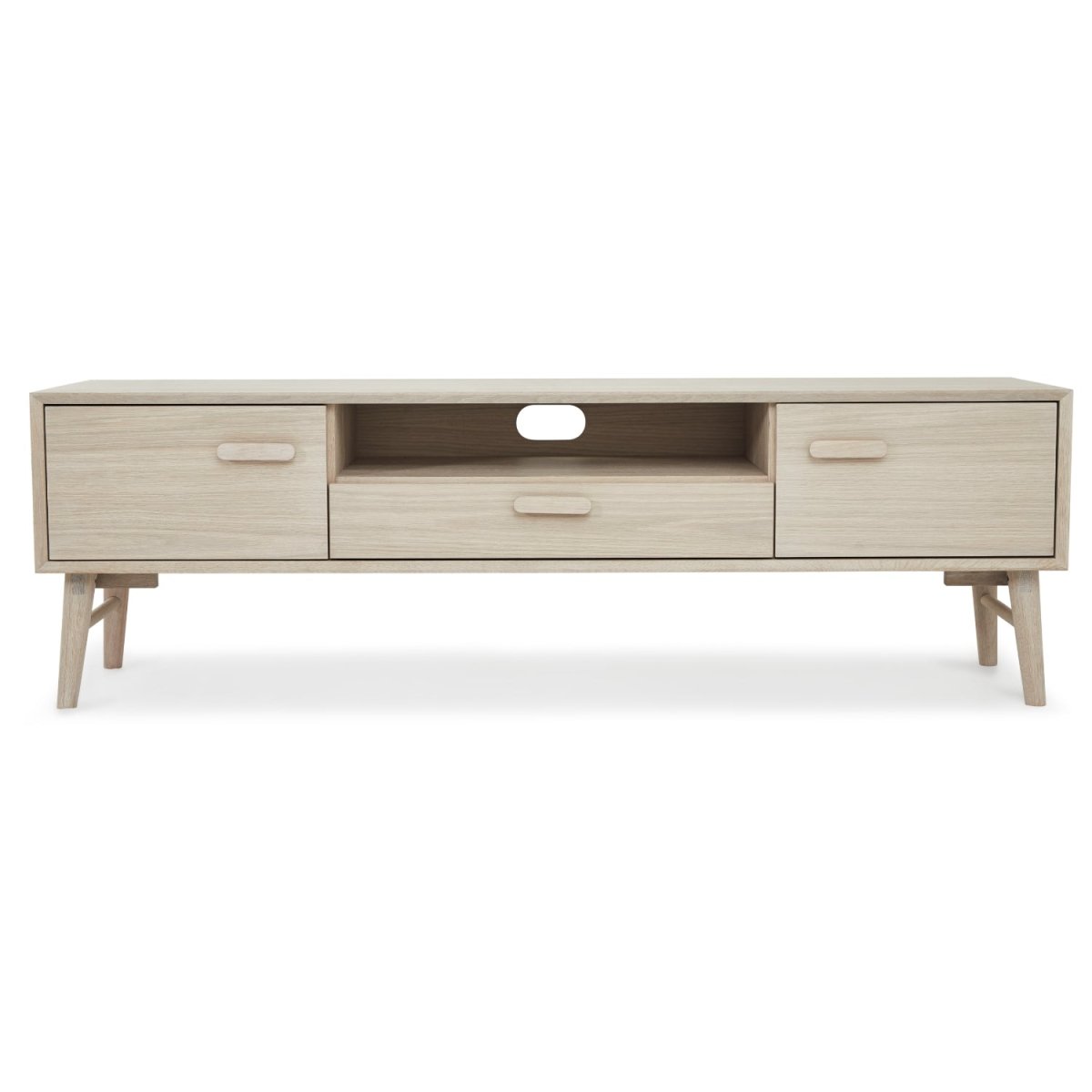 Porto TV-Tisch mit 2 Türen - 160 cm breit - Eiche Weiß geöltes - FURNHOUSE