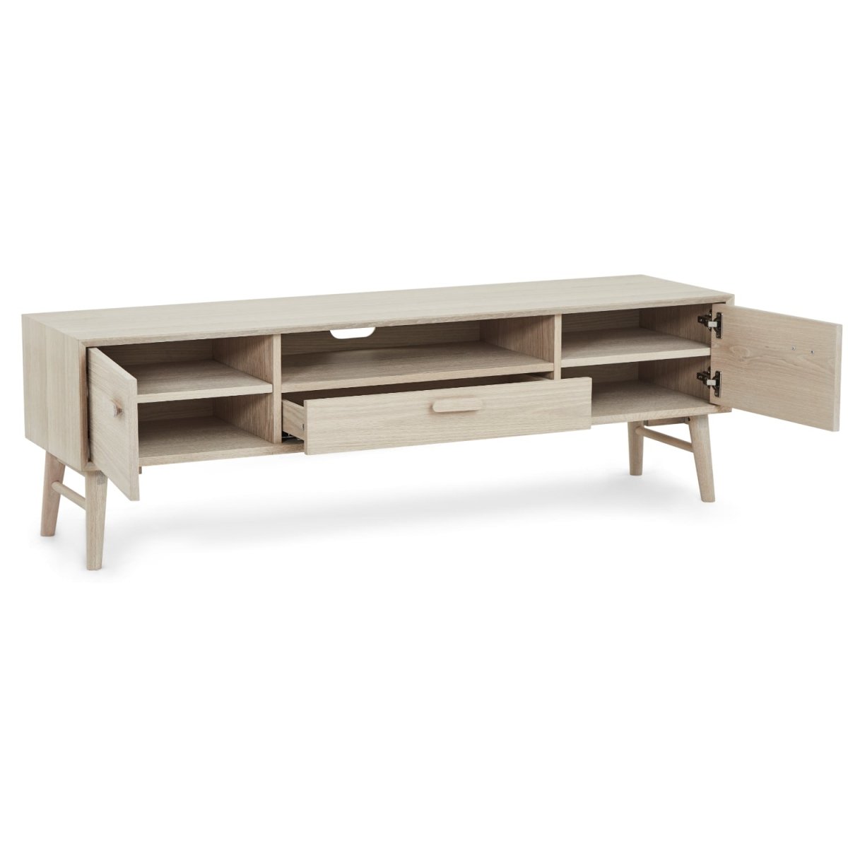 Porto TV-Tisch mit 2 Türen - 160 cm breit - Eiche Weiß geöltes - FURNHOUSE