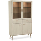 Porto Vitrine mit LED-Beleuchtung - 110 cm breit - Eiche Weiß geöltes - FURNHOUSE