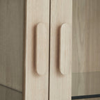 Porto Vitrine mit LED-Beleuchtung - 110 cm breit - Eiche Weiß geöltes - FURNHOUSE