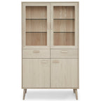 Porto Vitrine mit LED-Beleuchtung - 110 cm breit - Eiche Weiß geöltes - FURNHOUSE