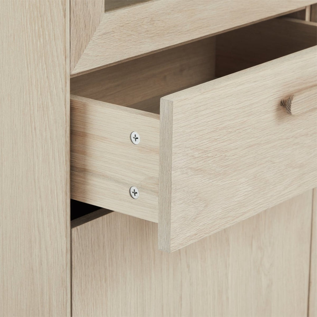 Porto Vitrine mit LED-Beleuchtung - 110 cm breit - Eiche Weiß geöltes - FURNHOUSE