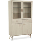 Porto Vitrine mit LED-Beleuchtung - 110 cm breit - Eiche Weiß geöltes - FURNHOUSE