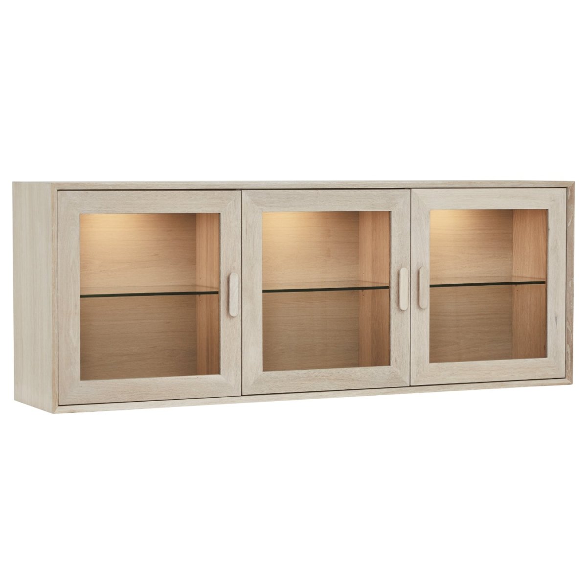 Porto Wandschrank mit LED-Beleuchtung - 160 cm breit - Eiche Weiß geöltes - FURNHOUSE