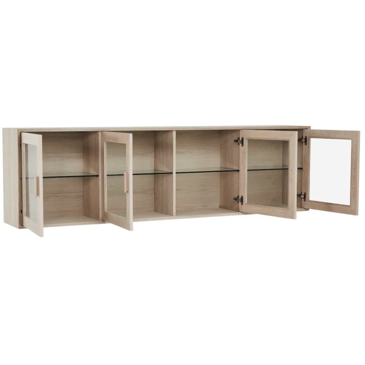 Porto Wandschrank mit LED-Beleuchtung - 212 cm breit - Eiche Weiß geöltes - FURNHOUSE