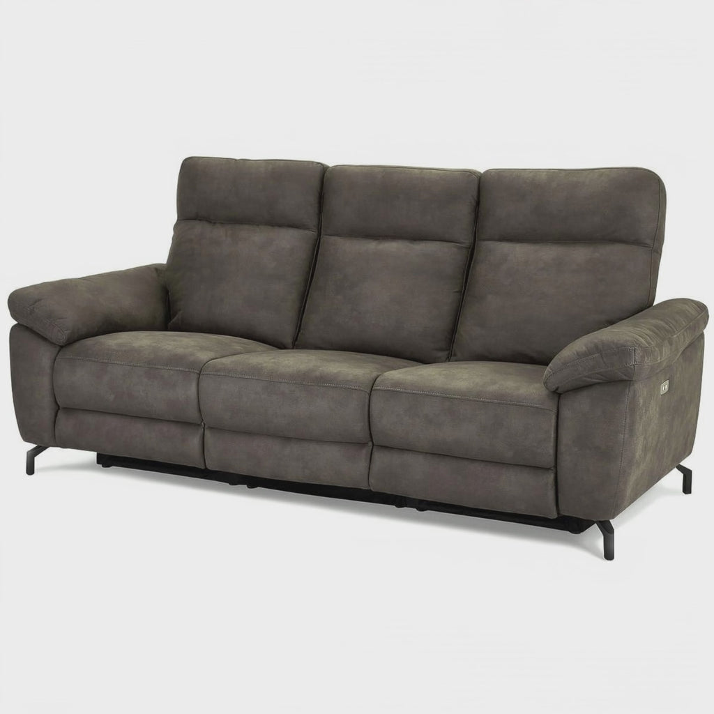 Elektrisches 3-Sitzer Relaxsofa Selesta - Stoff Taupe mit USB