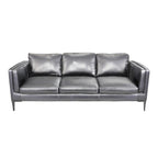 Valencia 3-Sitzer Ledersofa - Echtleder Schwarz