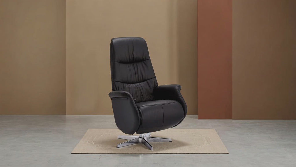 Delta Manueller Relaxsessel - Echtleder/PVC Schwarz