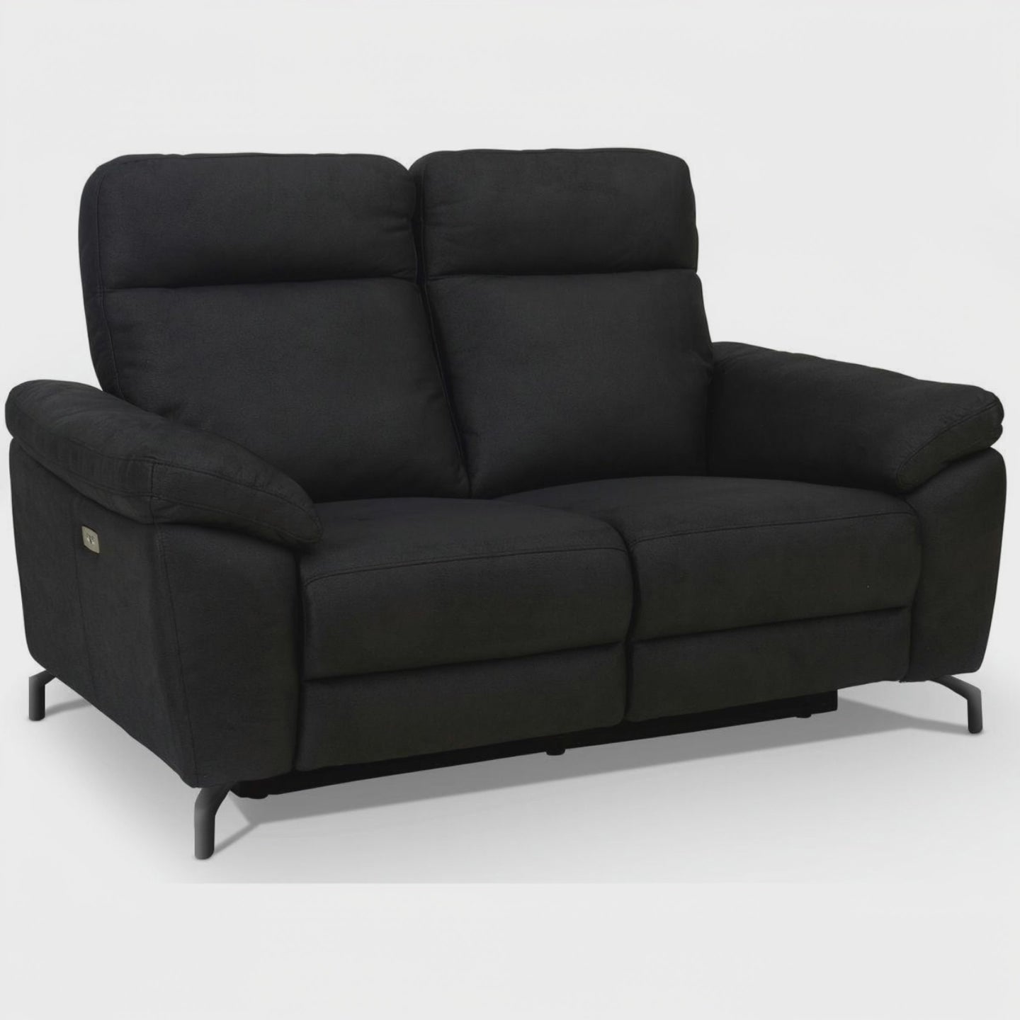 2-Sitzer Sofa - mit Elektrische Relaxfunktion, USB - Stoffbezug Schwarz