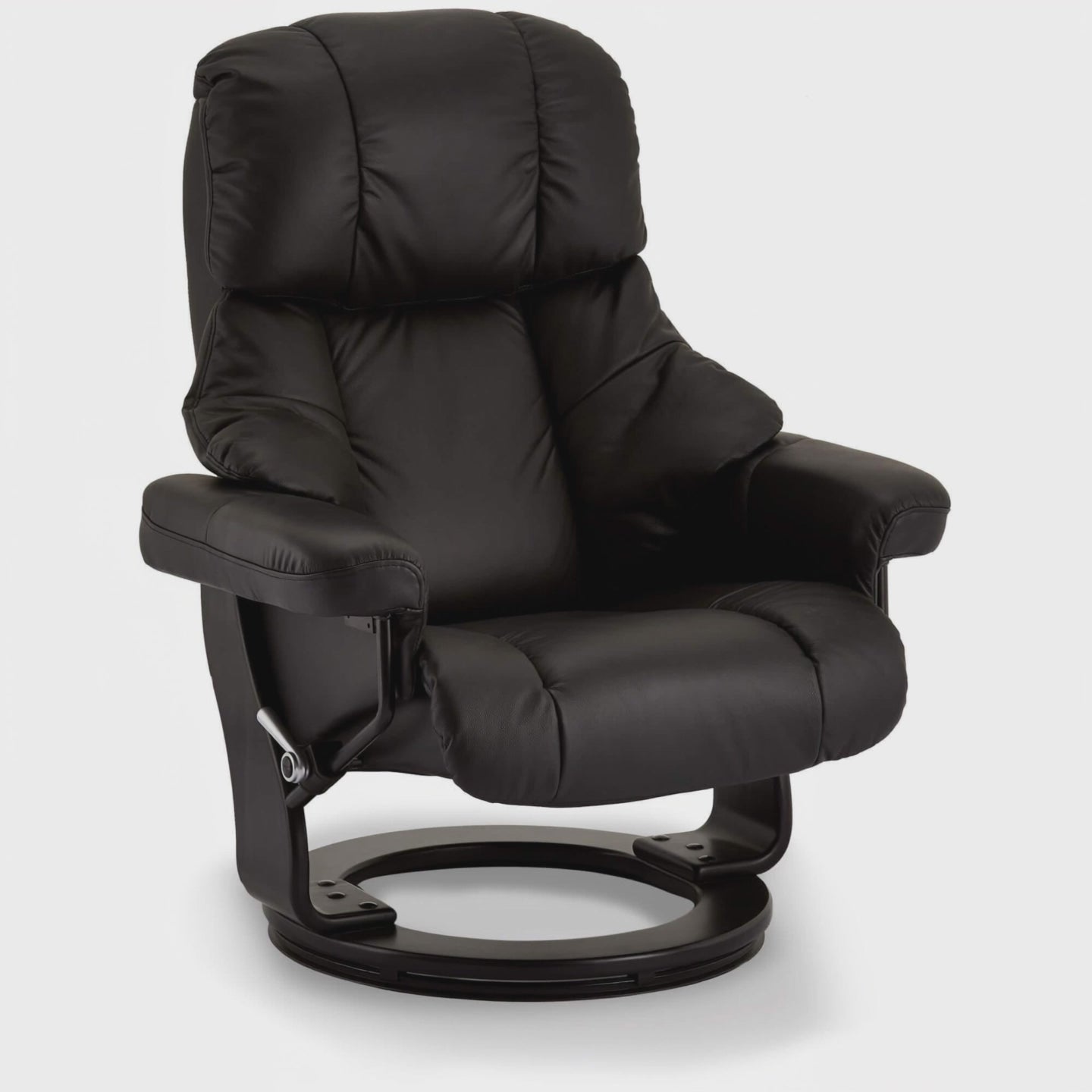 Manueller Relaxsessel mit Fußhocker - Echtleder/PVC Schwarz