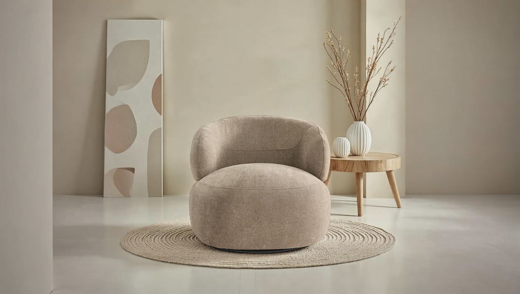 New York Drehsessel - Stoffbezug Braun Beige