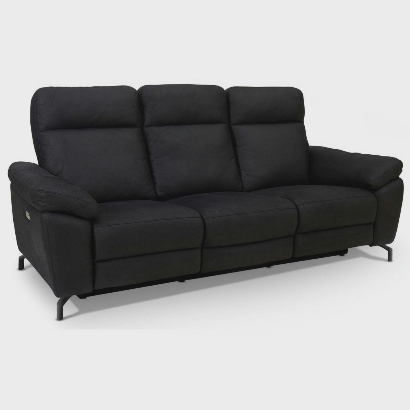 3-Sitzer Sofa - mit Elektrische Relaxfunktion, USB - Stoffbezug Schwarz