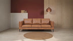 Valencia 3-Sitzer Ledersofa - Echtleder Cognac Braun