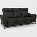 3-Sitzer Relaxsofa Selesta - Elektrisch mit USB, Echtleder & Kunstleder Schwarz