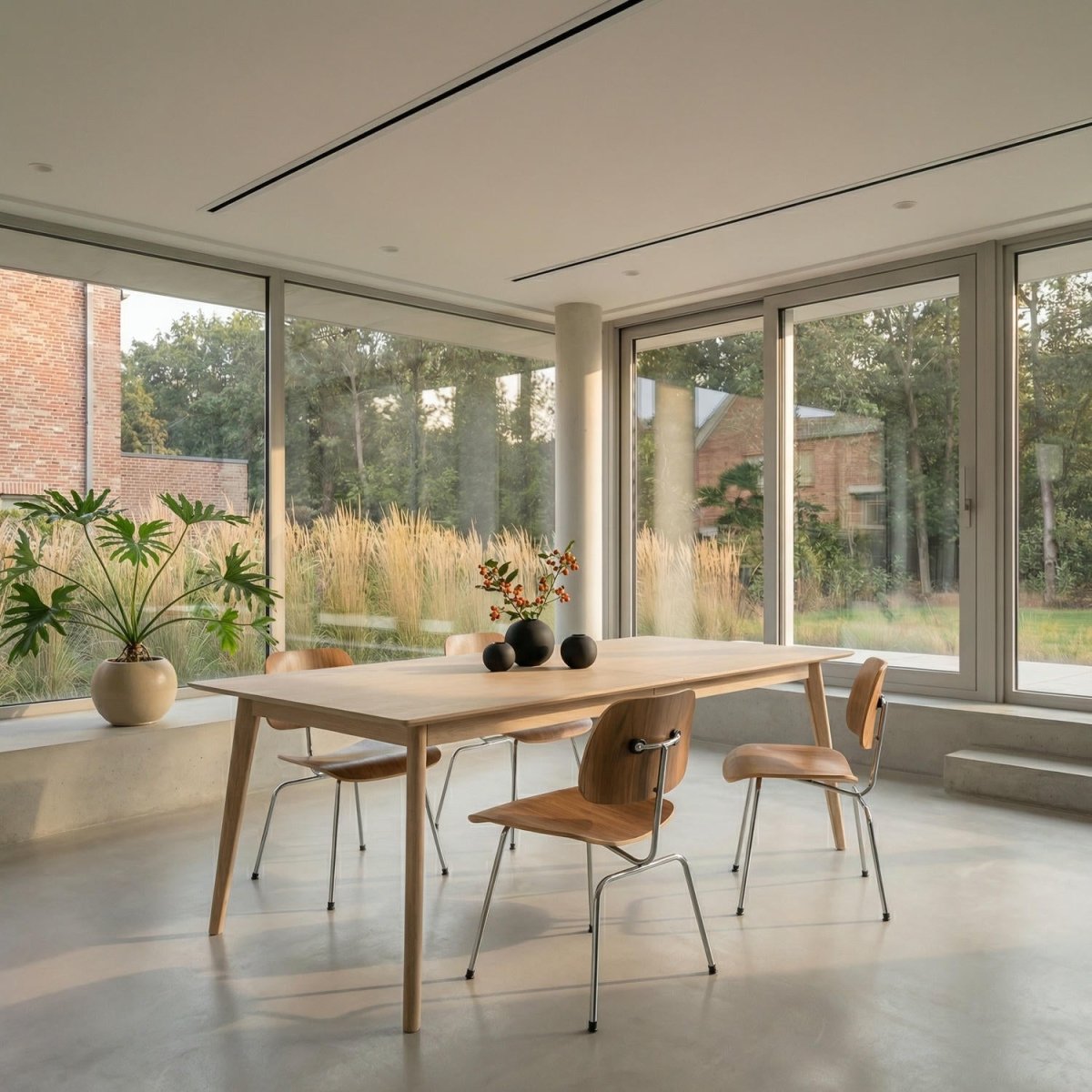 Rechteckiger Esstisch 220x105 cm - Ausziehbar bis 320 cm - Eiche Weiß geöltes - FURNHOUSE