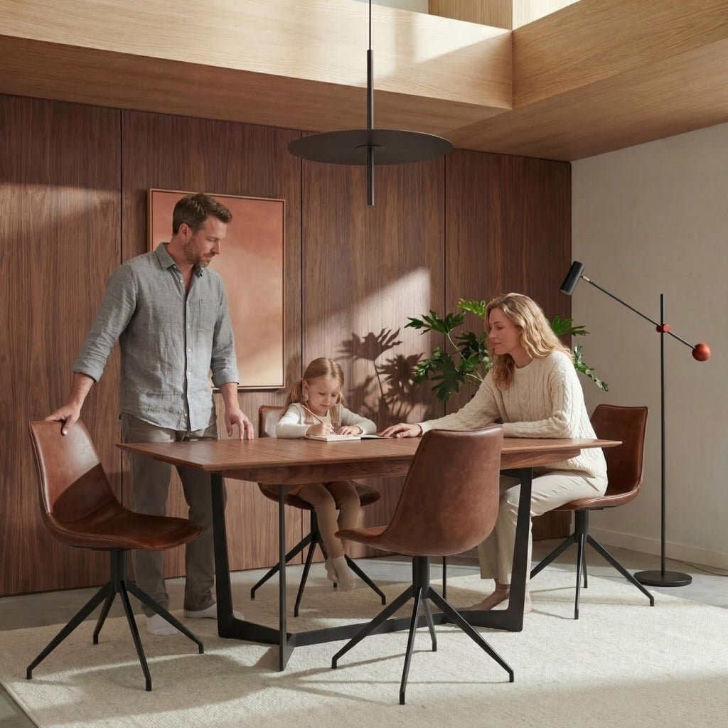 Rechteckiger Esstisch 200x100 cm - Ausziehbar bis 250 cm - Amerikanische Walnuss - FURNHOUSE
