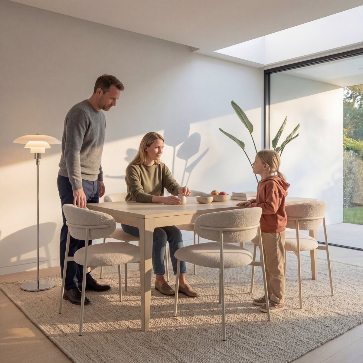 Rechteckiger Esstisch 220x100 cm - Ausziehbar bis 320 cm - Eiche bianco - FURNHOUSE