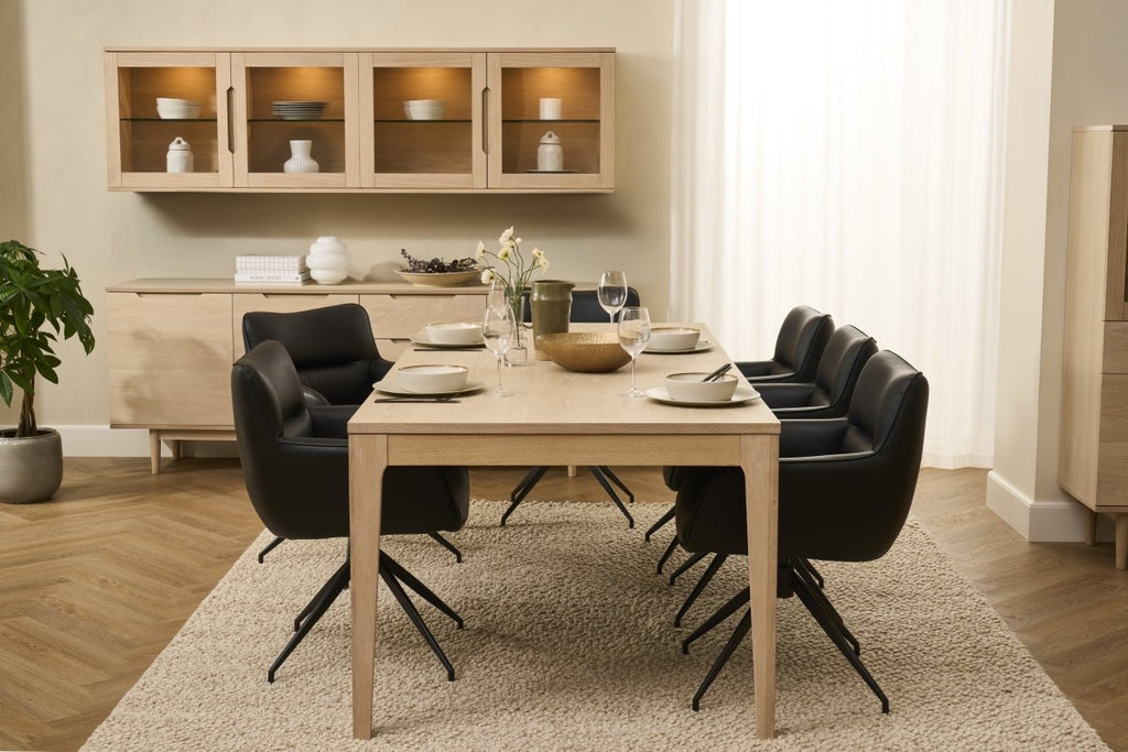 Rechteckiger Esstisch 220x100 cm - Ausziehbar bis 320 cm - Eiche bianco - IBBE DESIGN - FURNHOUSE