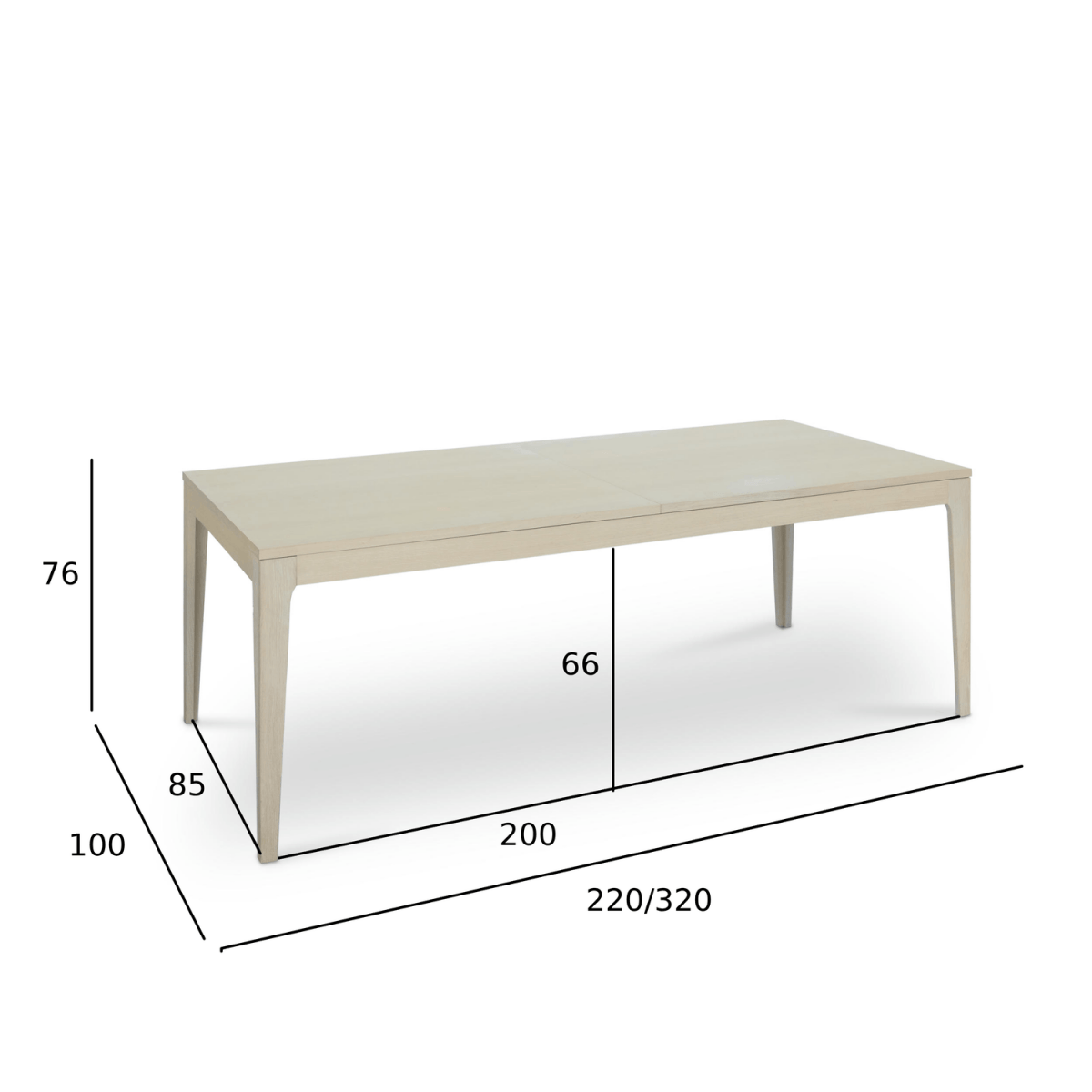 Rechteckiger Esstisch 220x100 cm - Ausziehbar bis 320 cm - Eiche Weiß geöltes - FURNHOUSE