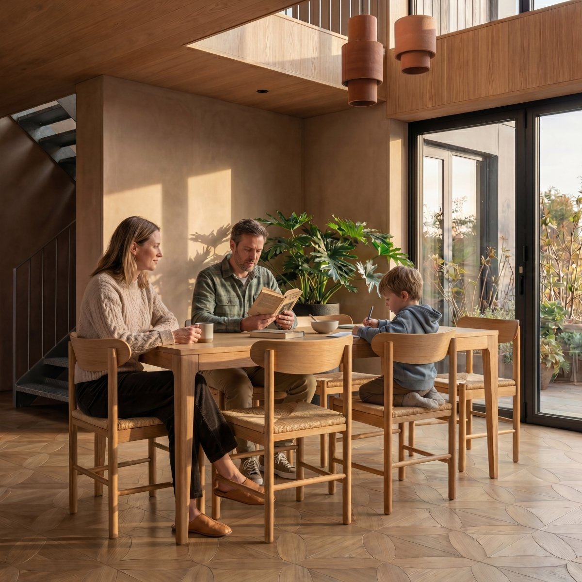 Rechteckiger Esstisch 220x100 cm - Ausziehbar bis 320 cm - Wildeiche - FURNHOUSE