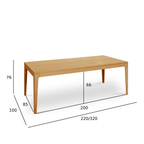 Rechteckiger Esstisch 220x100 cm - Ausziehbar bis 320 cm - Wildeiche Natur - FURNHOUSE