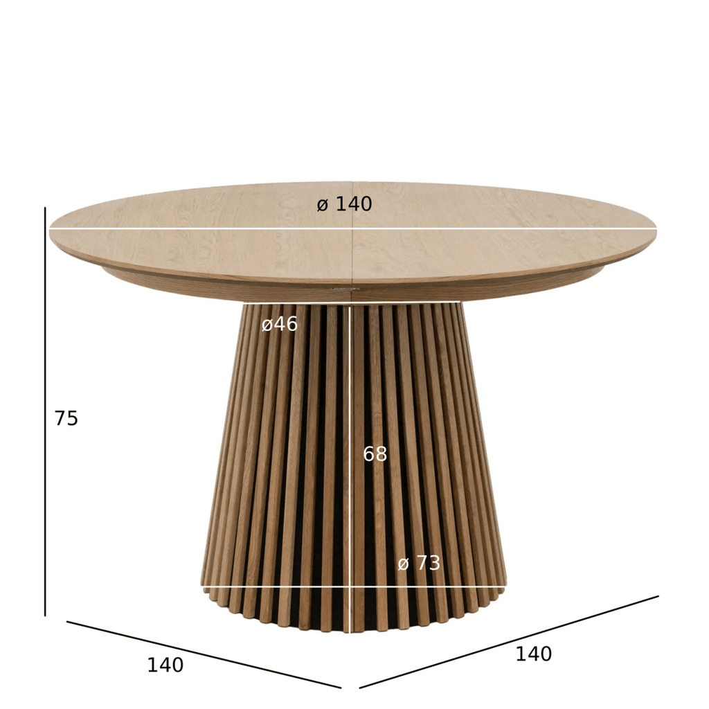 Runder Esstisch ø140 cm - Ausziehbar bis 240 cm - Eiche Natur - FURNHOUSE