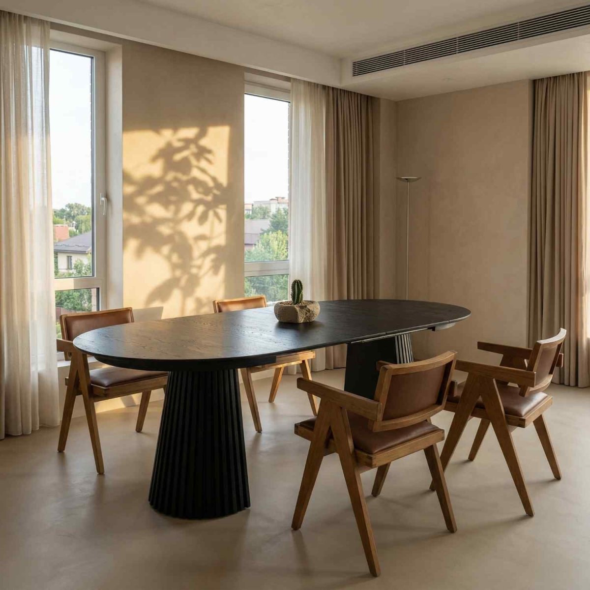 Runder Esstisch ø140 cm - Ausziehbar bis 240 cm - Eiche Schwarz - FURNHOUSE