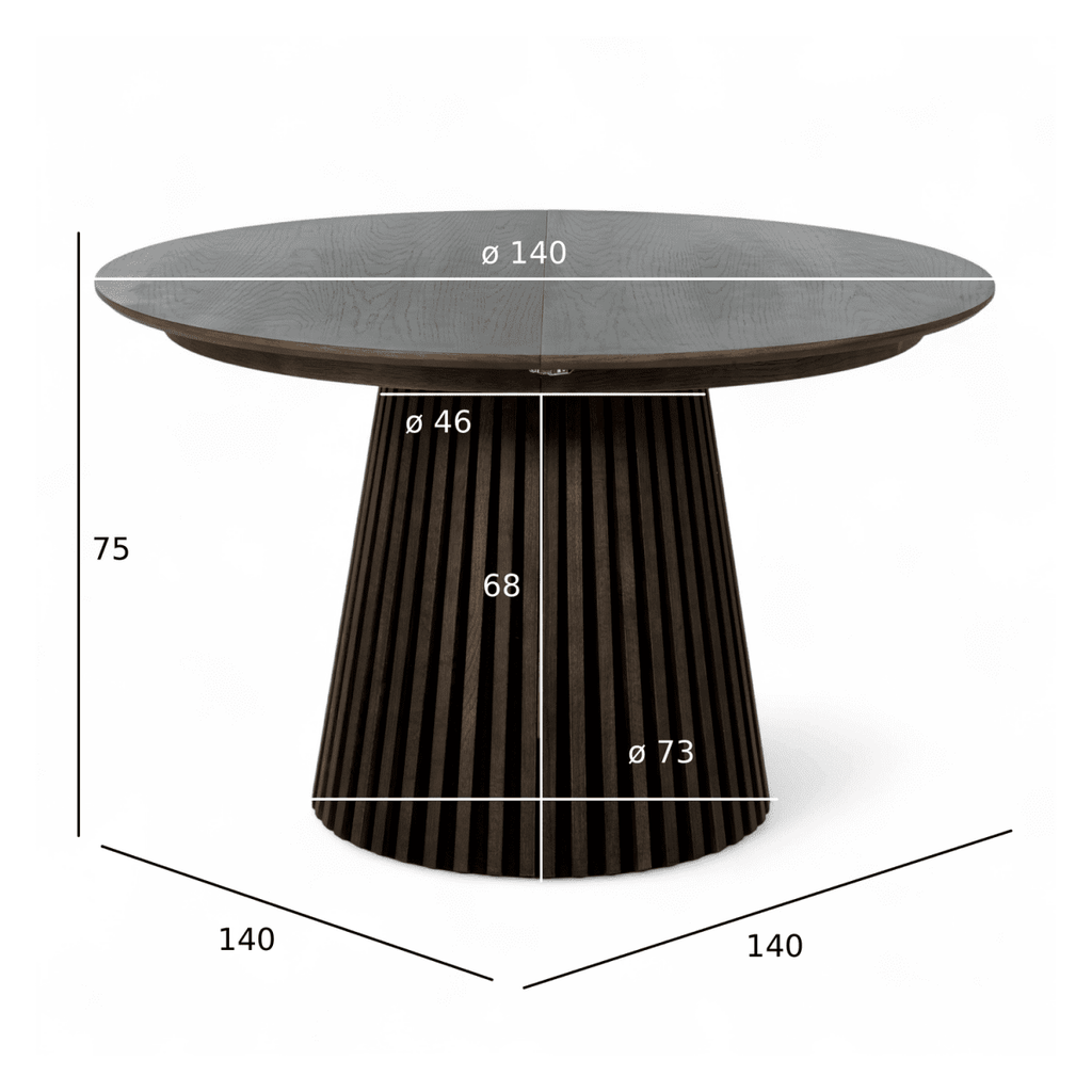Runder Esstisch ø140 cm Svendborg - Ausziehbar bis 240 cm - Räuchereiche - FURNHOUSE