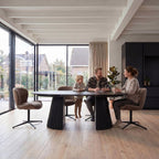 Runder Esstisch Svendborg ø120 cm ausziehbar bis 220 cm - Eiche Schwarz - FURNHOUSE