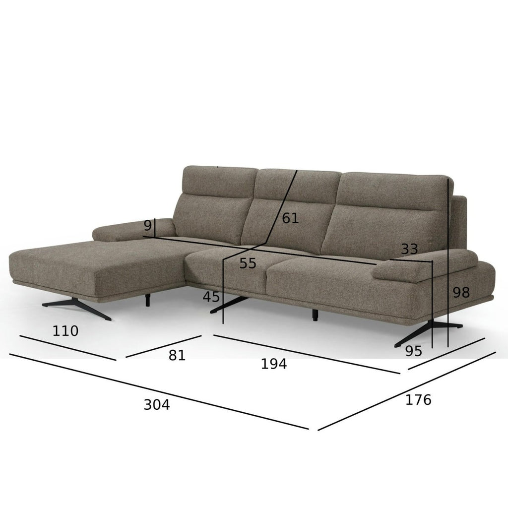 Seattle L-Form Ecksofa Links - Stoffbezug Braun - FURNHOUSE