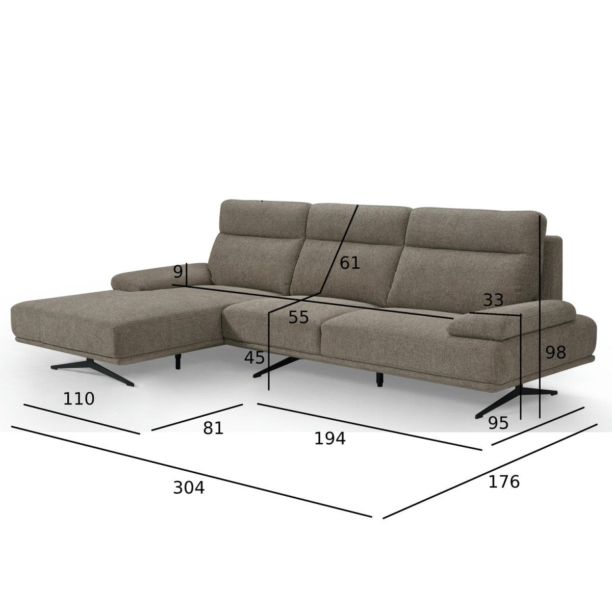 Seattle L-Form Ecksofa Links - Stoffbezug Braun - FURNHOUSE