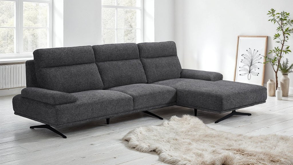 Seattle L-Form Ecksofa Rechts - Stoffbezug Grau - FURNHOUSE