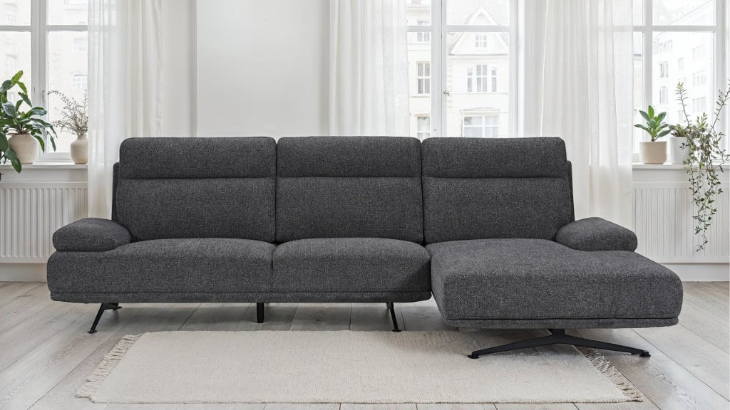 Seattle L-Form Ecksofa Rechts - Stoffbezug Grau - FURNHOUSE