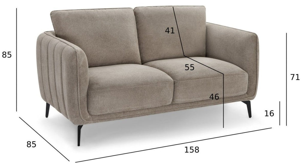 Selena 2-Sitzer Sofa - Stoffbezug Beige - FURNHOUSE