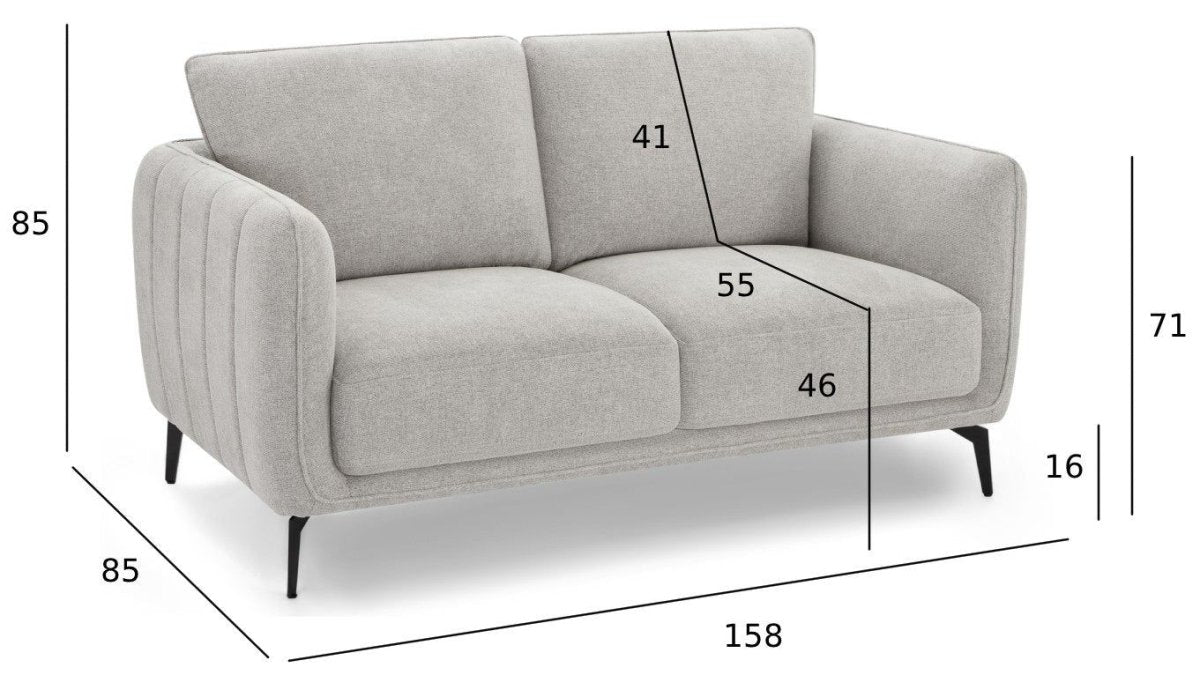 Selena 2-Sitzer Sofa - Stoffbezug Grau - FURNHOUSE