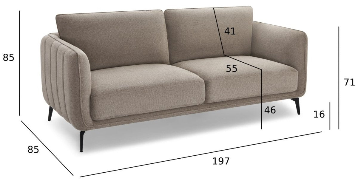 Selena 3-Sitzer Sofa - Stoffbezug Beige - FURNHOUSE