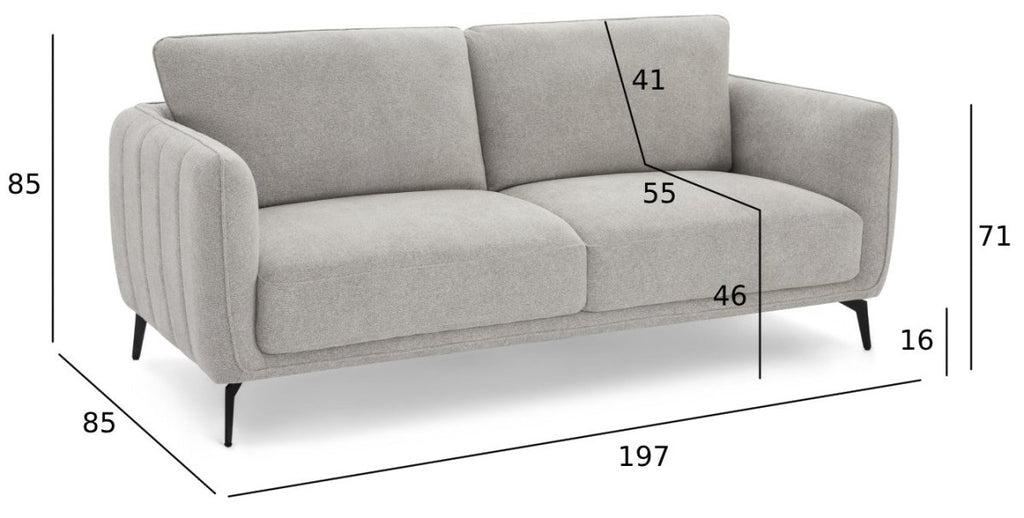 Selena 3-Sitzer Sofa - Stoffbezug Grau - FURNHOUSE