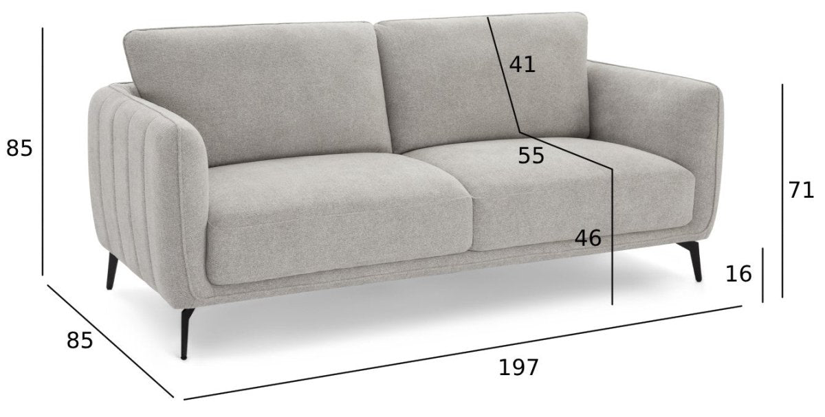 Selena 3-Sitzer Sofa - Stoffbezug Grau - FURNHOUSE