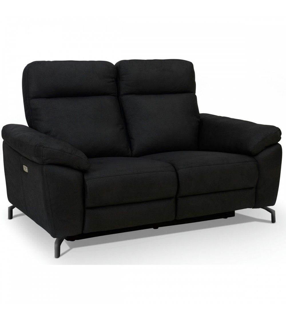Selesta 2-Sitzer Sofa – mit Elektrische Relaxfunktion, USB - Stoffbezug Schwarz
